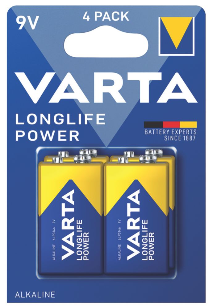 Lot de 4 piles 9V puissantes et longue durée Varta