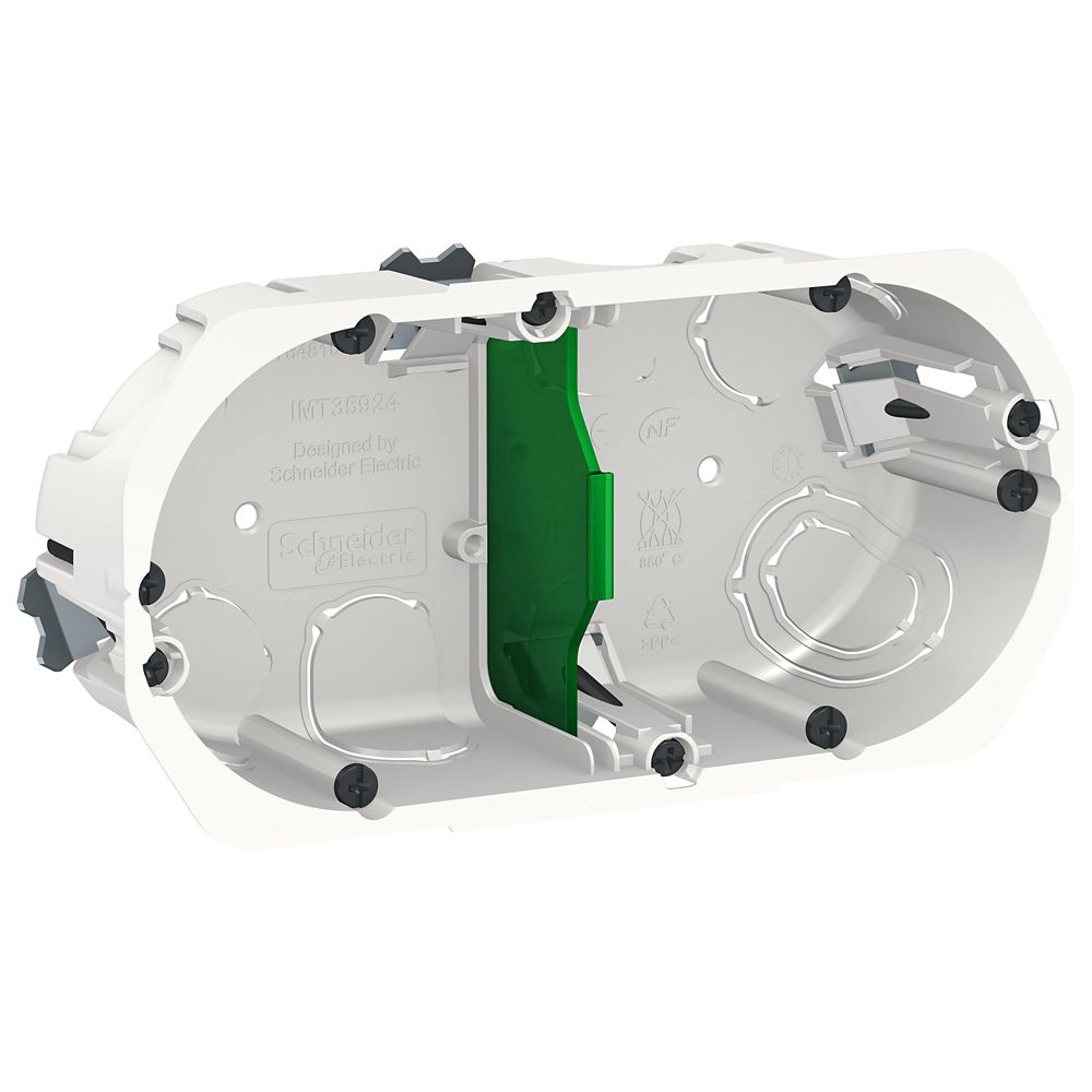 Boîte d'encastrement cloison sèche 2 postes diamètre 67 profondeur 40 Schneider