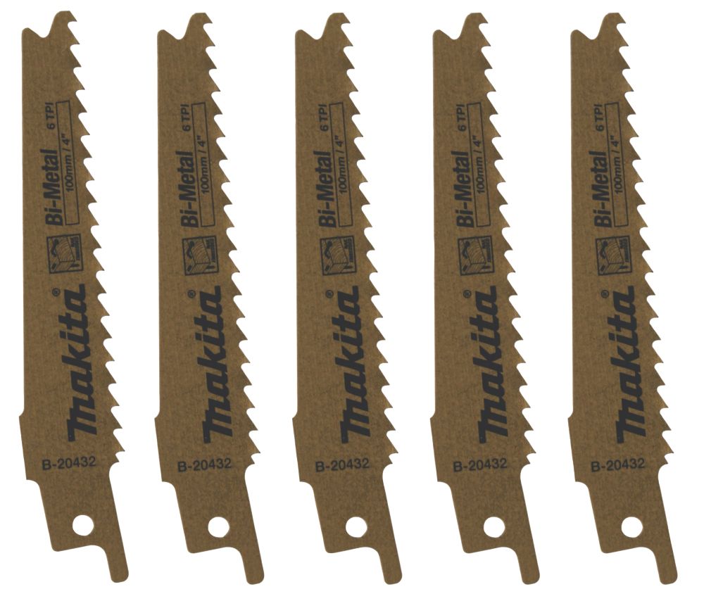 Lot de 5 lames pour scie sabre 100mm B-20432 Makita