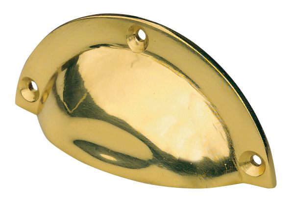 Poignées coquilles pour commode 90mm en laiton poli