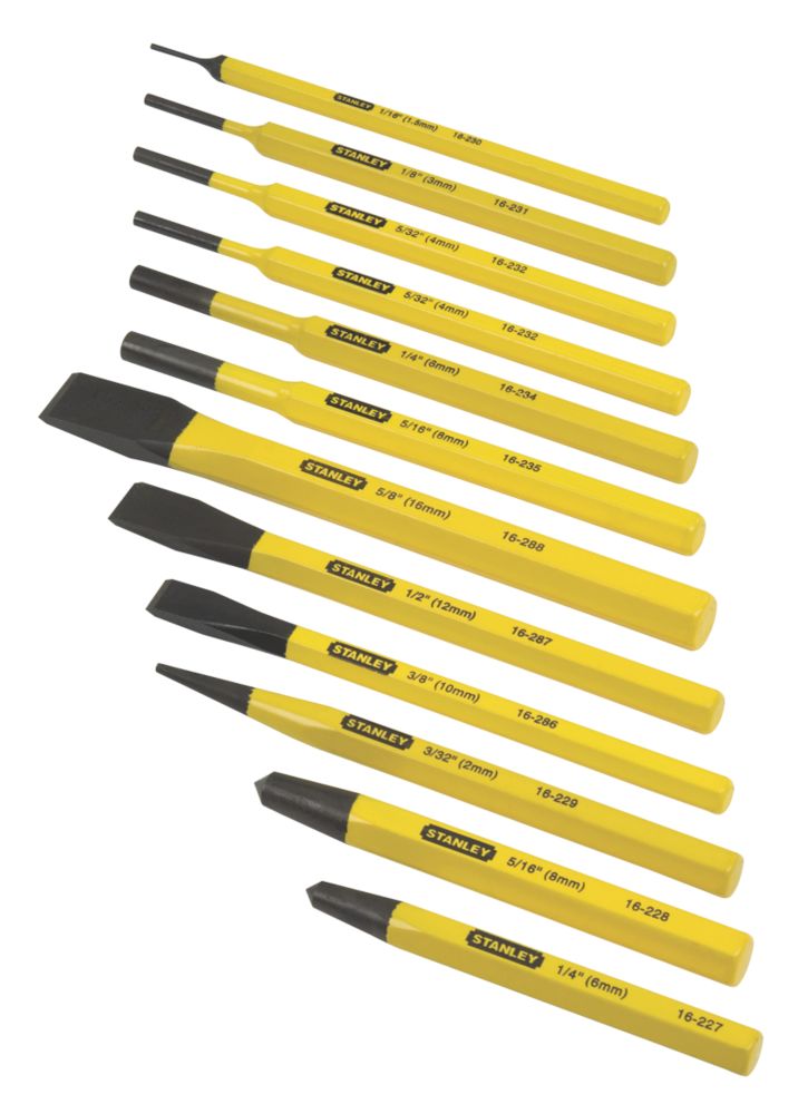 Jeu de 12 poinçons effilés et burins plats Stanley