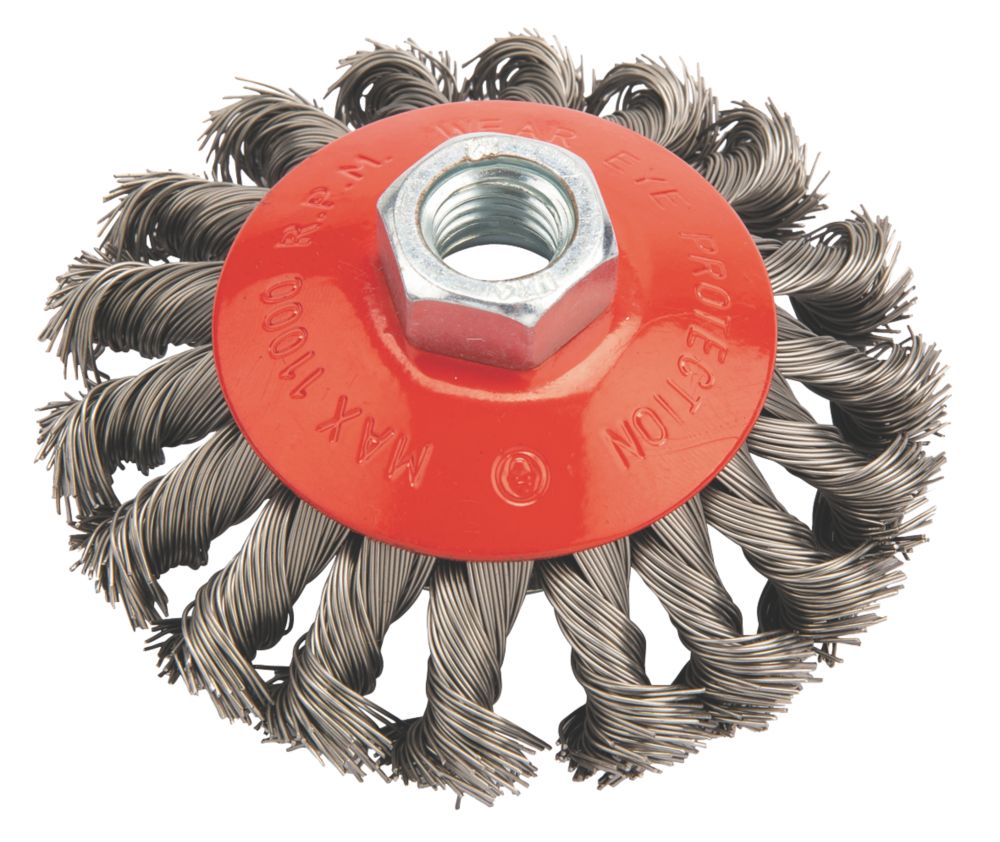 Brosse cuvette pour meuleuse à fils noués torsadés 100mm