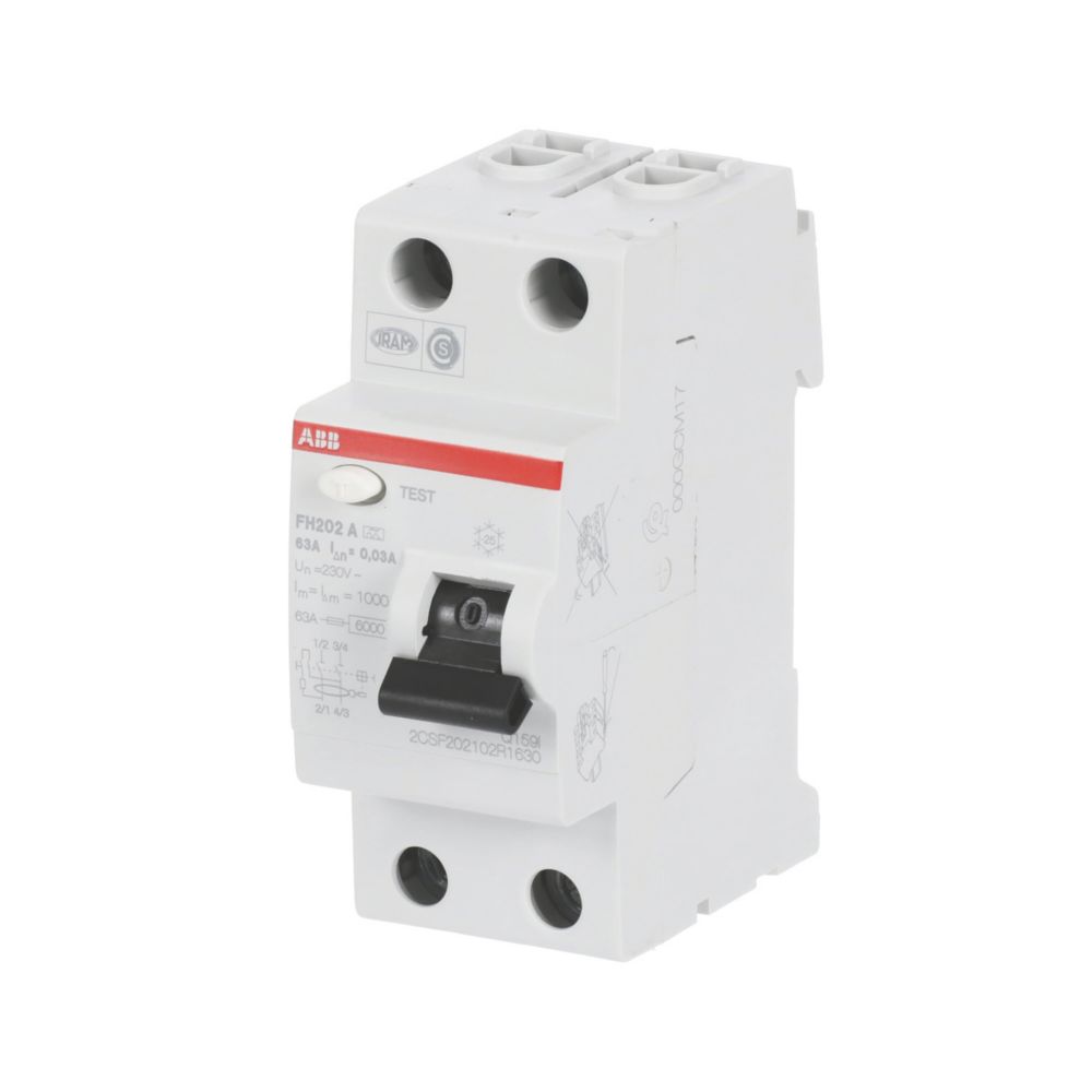 Interrupteur différentiel 63A type A 30mA 1P+N à vis ABB