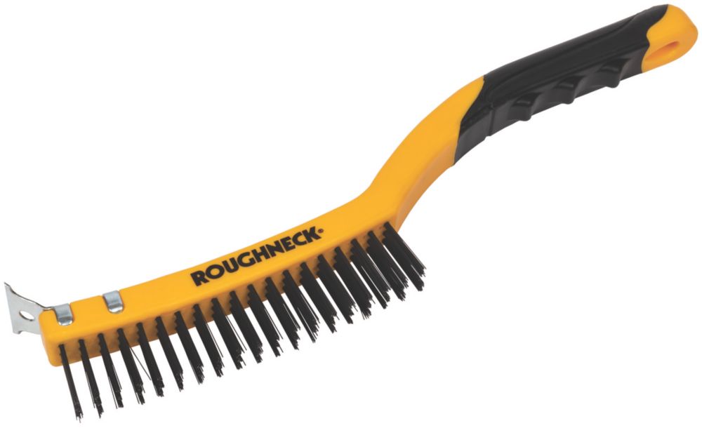 Brosse métallique en acier au carbone à poignée antidérapante Roughneck