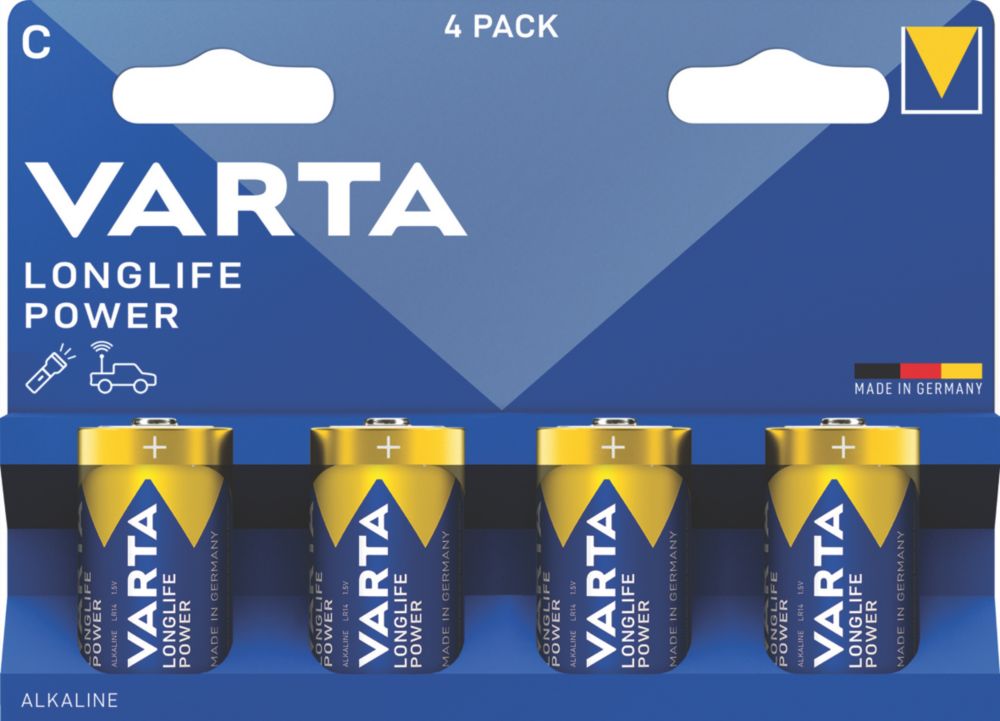 Pack de 4 piles alcalines Varta Longlife Power C 1,5V