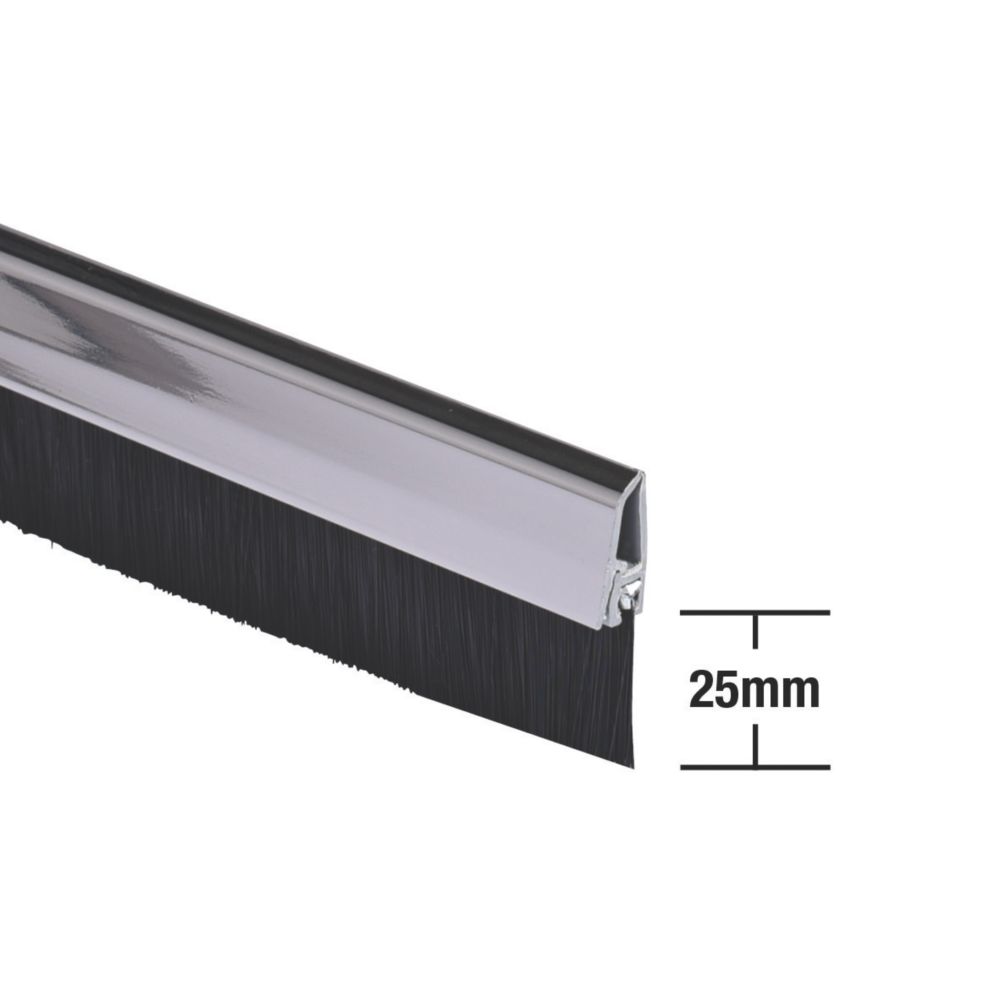 Joint anti courant d'air à brosse pour dessous de porte Stormguard chromé 1m
