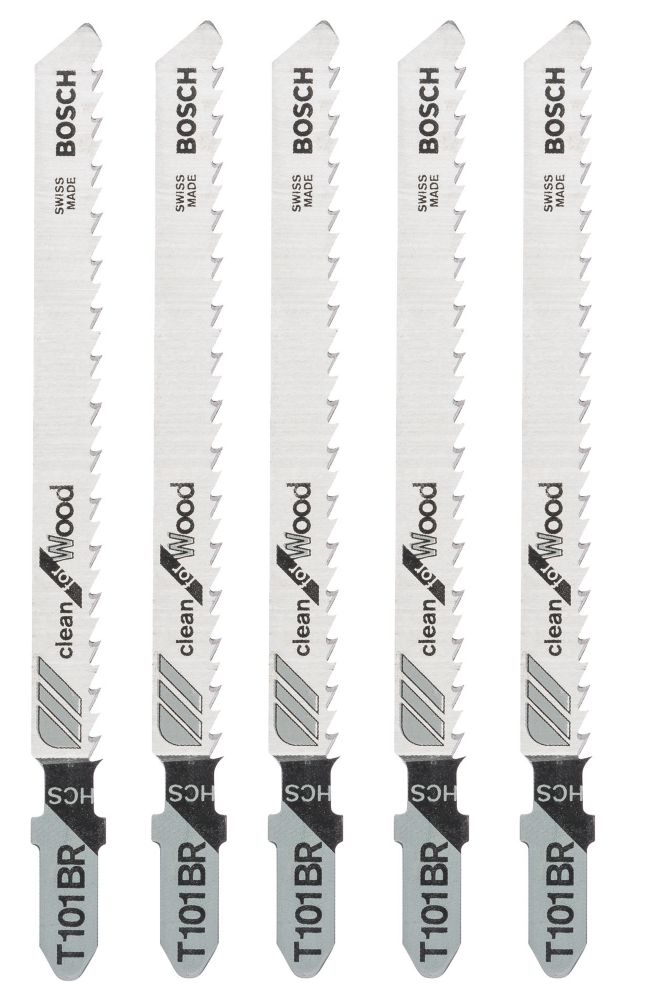 Lot de 5 lames pour scie sauteuse bois 74mm T101BR Bosch