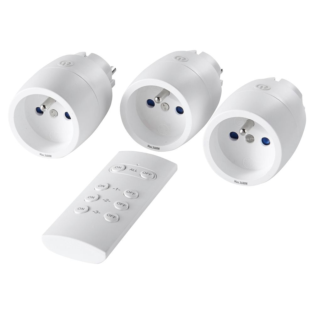Lot de 3 prises + 1 télécommande d'éclairage intérieur 3kW