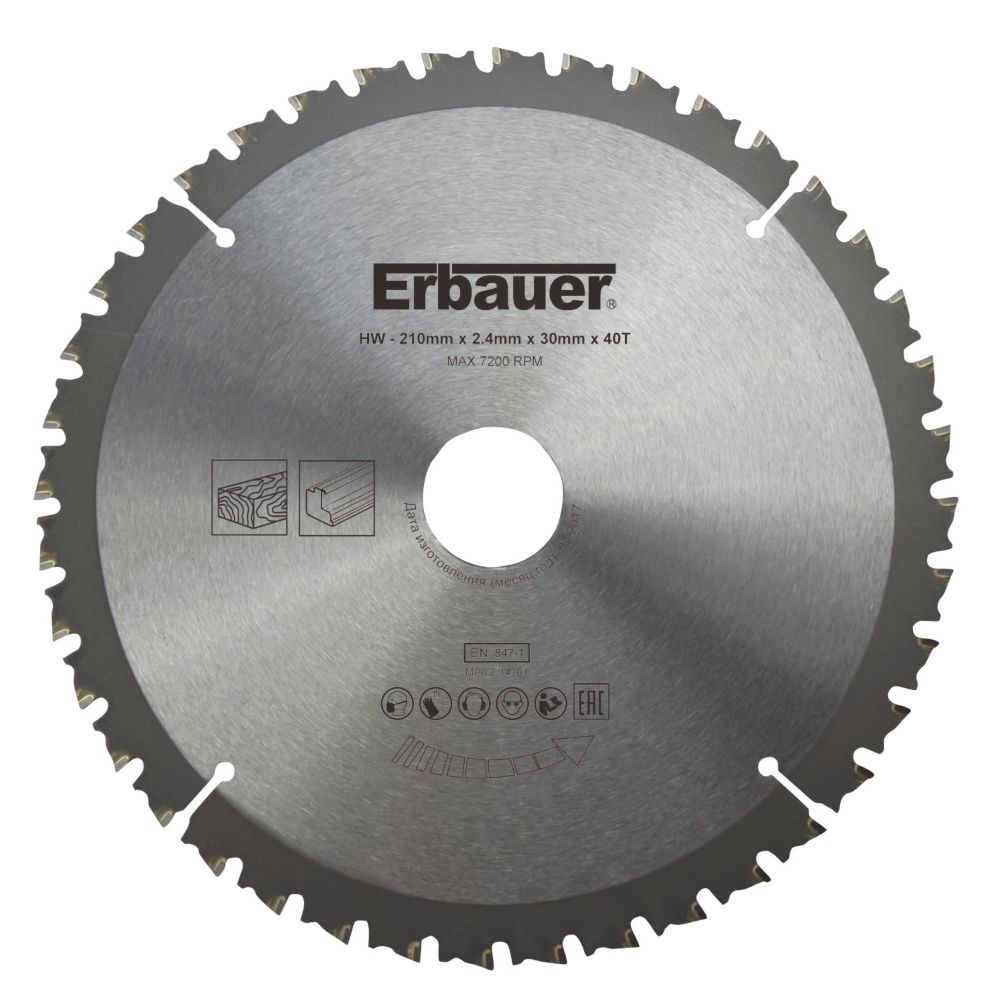Lame de scie circulaire TCT 210 x 30mm 40 dents Erbauer