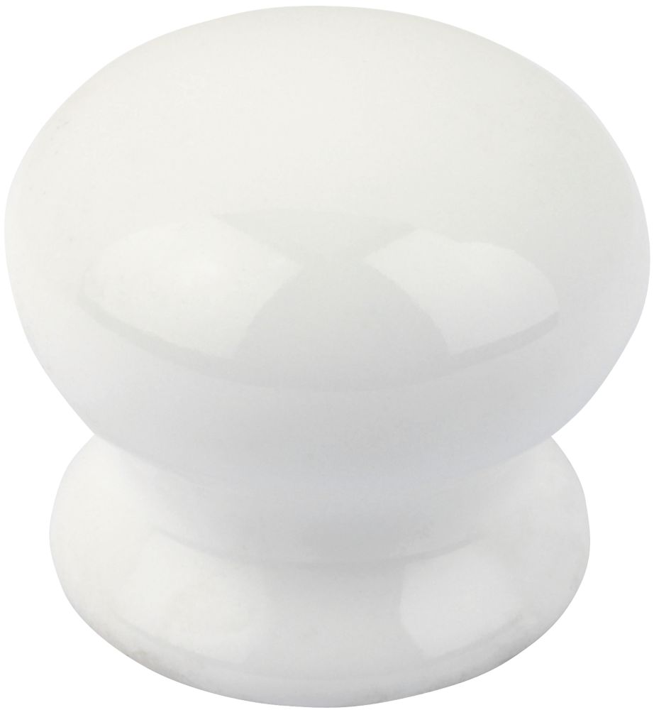 Lot de 2 poignées de porte de meuble traditionnelles Smith & Locke en porcelaine blanche 38mm