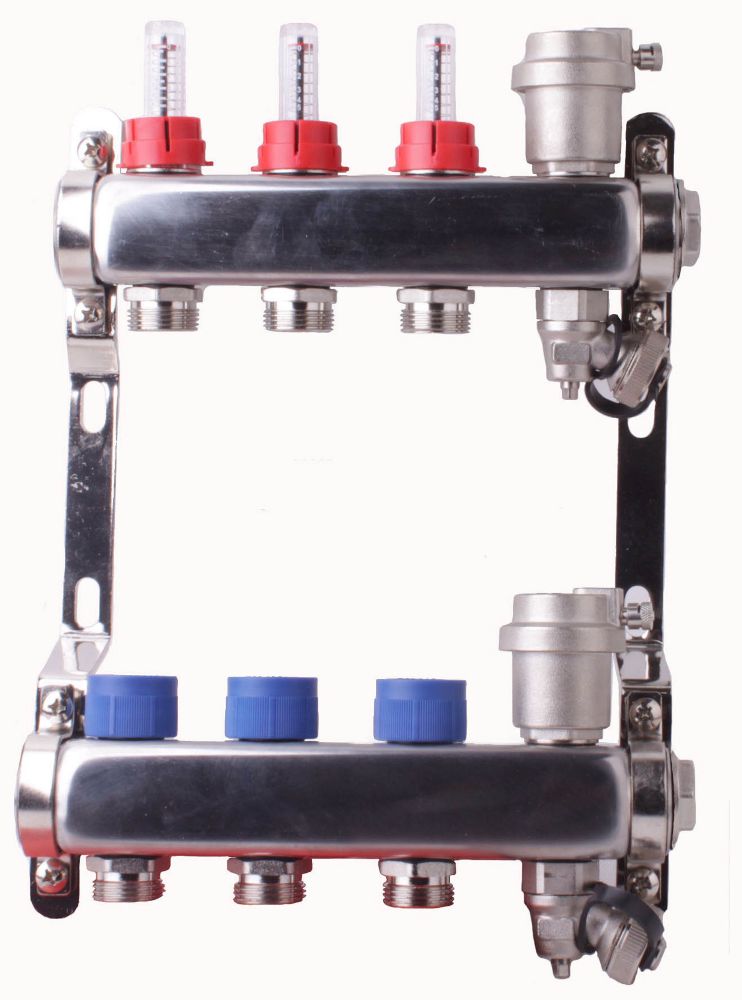 Collecteur de chauffage au sol 3 ports Somatherm en inox