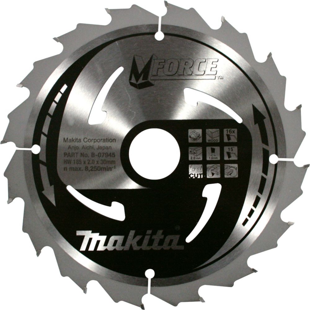 Lame de scie circulaire bois 190 x 30mm 12 dents Mforce Makita