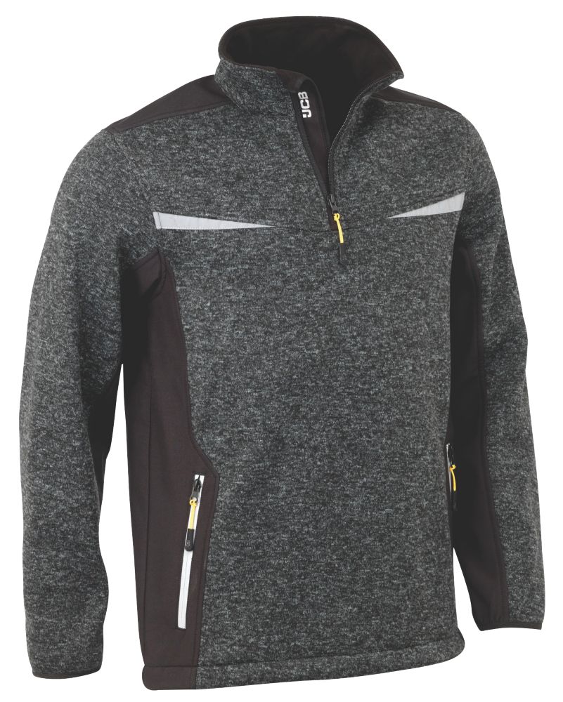 Pull en maille avec bandes haute visibilité JCB Elmhurst gris chiné taille L