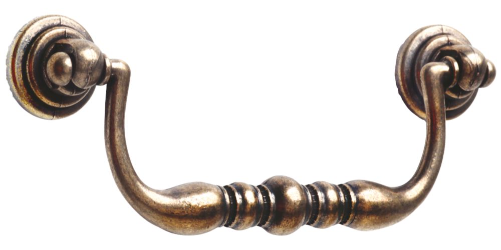 Poignées de meuble décoratives en laiton antique 96mm, lot de 2