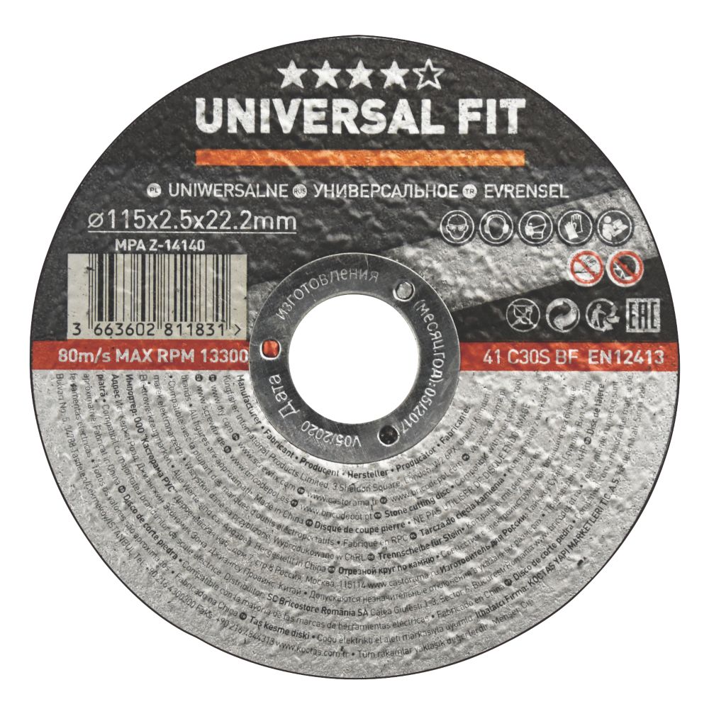 Disque à tronçonner pierre/béton 115 mm x 2,5 x 22,2 mm