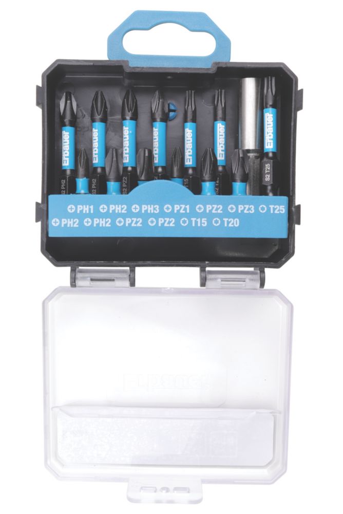 Coffret de 14 embouts de visseuse assortis à queue hexagonale Erbauer