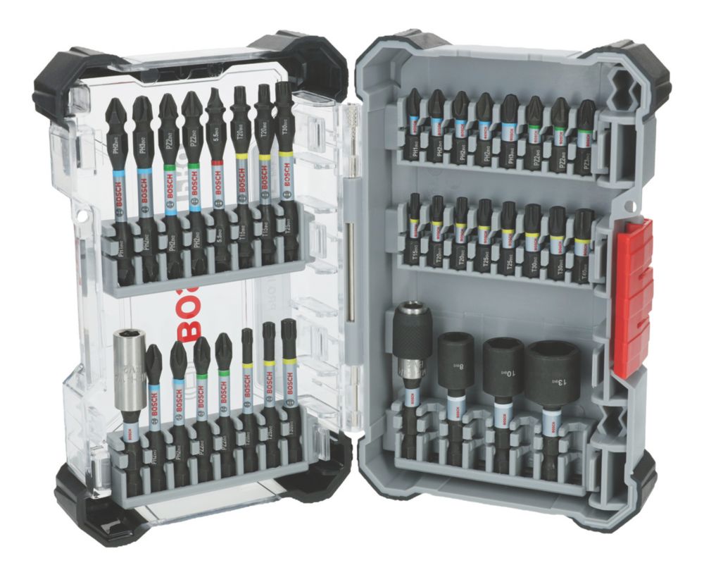 Ensemble de 36 embouts de visseuse à choc multimatériaux Bosch PRO avec tourne-écrous