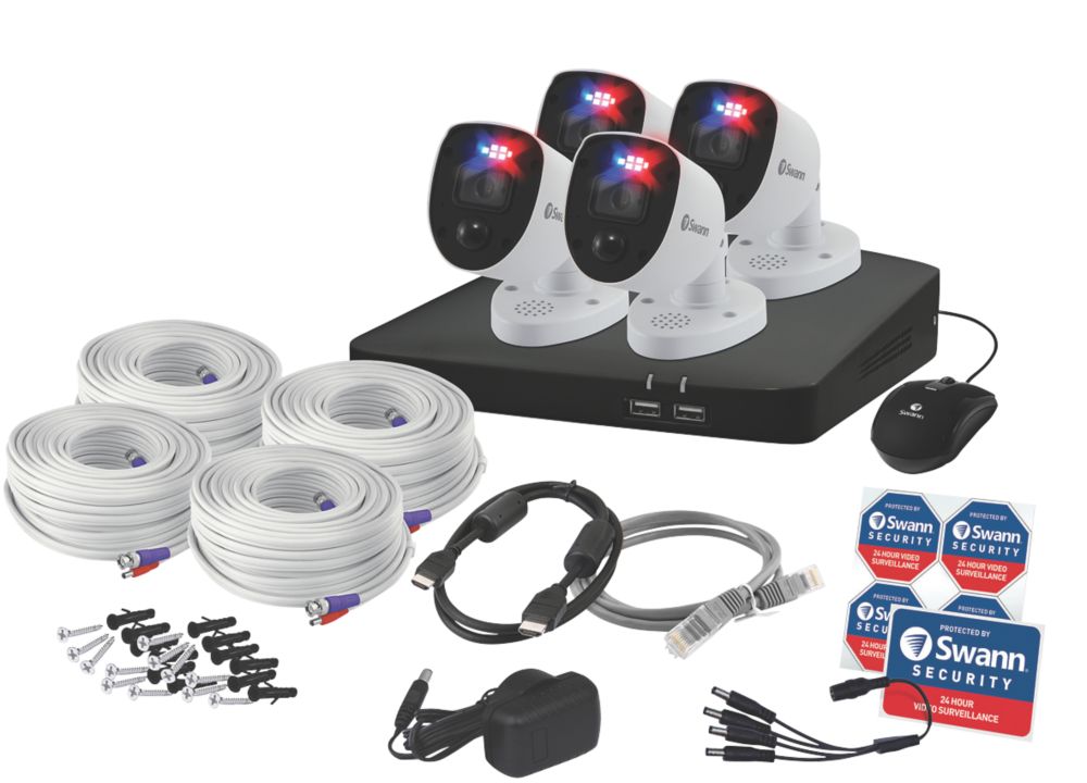 Kit de vidéosurveillance DVR 4K à 8 canaux 2To Swann SWDVK-856804-RL avec 4 caméras d'intérieur et d'extérieur
