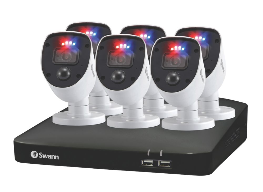 Système de vidéosurveillance 1080p à 8 canaux 1To Swann SWDVK-846806SL-EU avec 6 caméras d'intérieur et d'extérieur