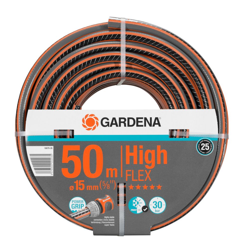Tuyau Gardena High Flex gris / orange 50 m x 15 mm
