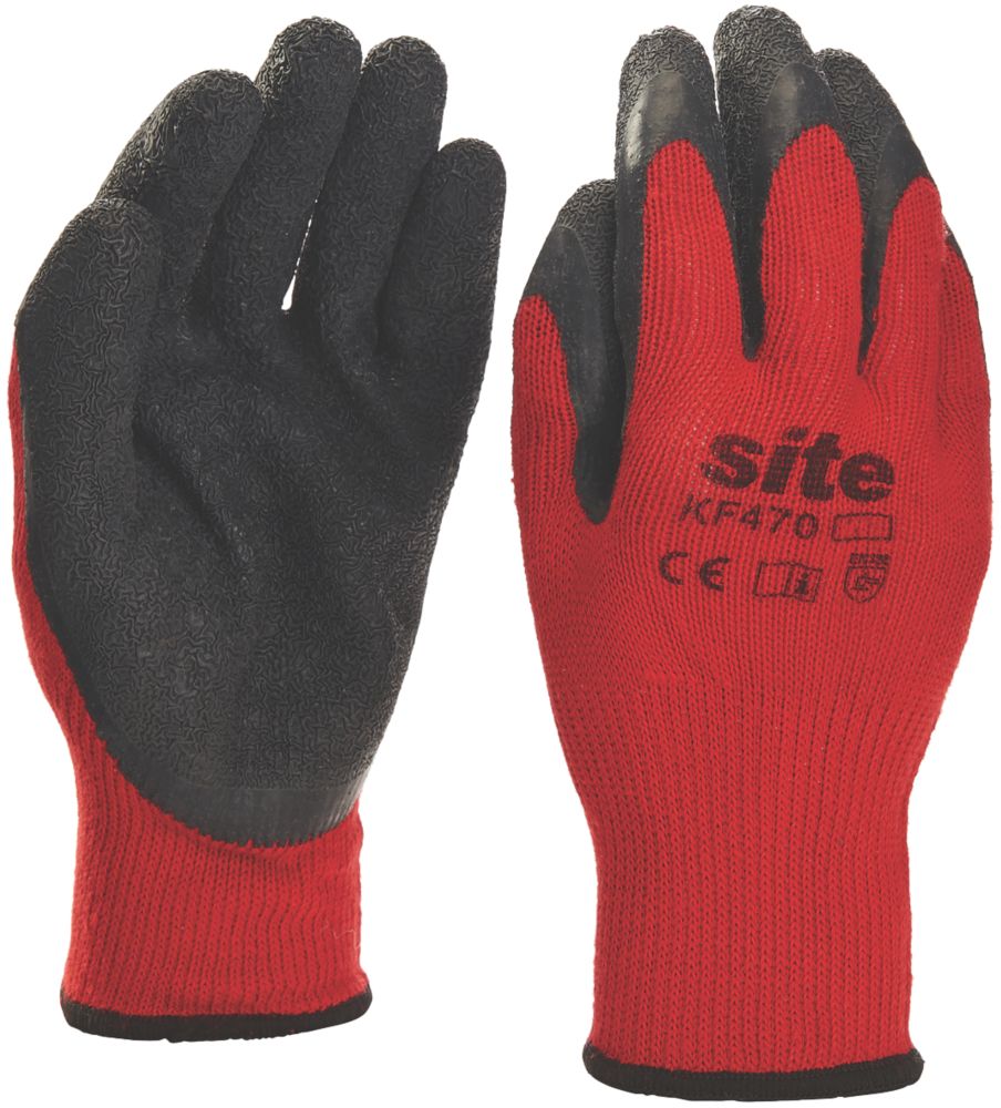 Gants de manutention en latex Site KF470 rouge / noir taille L