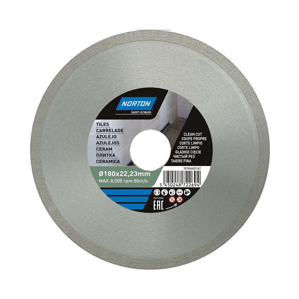Disque diamant continu carrelage 180 x 22,2 mm Norton