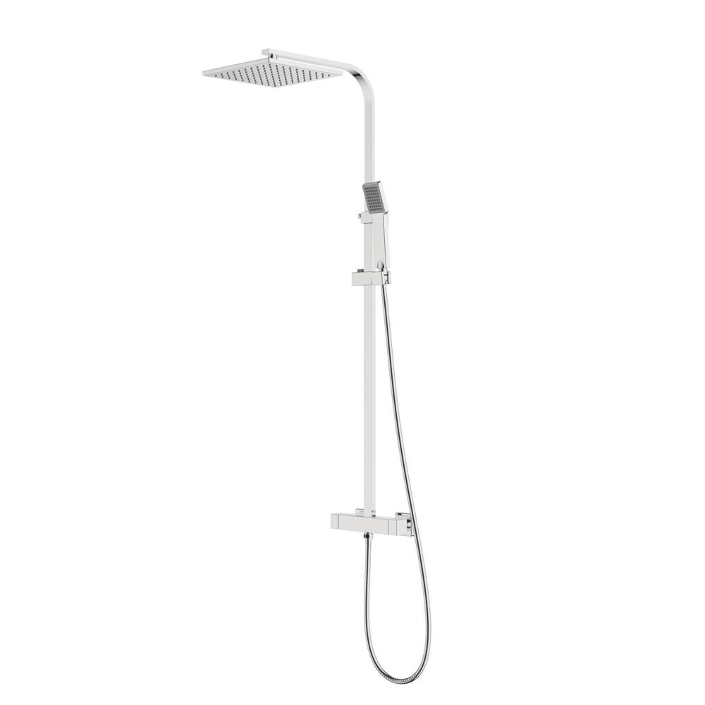 Colonne de douche chromée à mitigeur thermostatique exposée Swirl Kashima