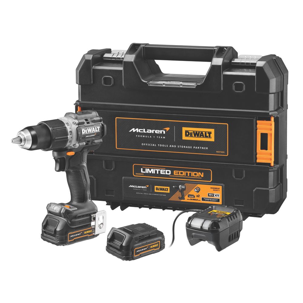Perceuse visseuse à percussion sans fil brushless Powerstack DeWalt McLaren DCD85ME2GT-QW 18V 2 x 1,7Ah Li-Ion