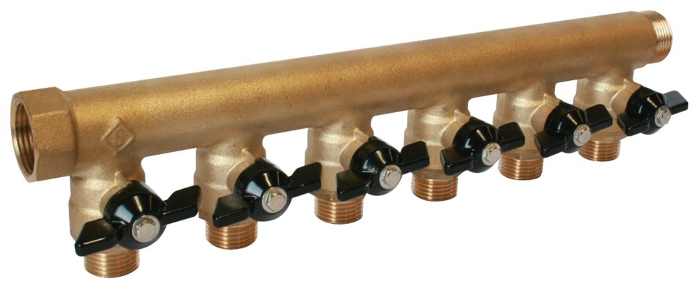 Collecteur sanitaire à 6 ports, adaptateur à compression en laiton Fixoconnect 26/34 - 1 x 15/21 - 1/2", lot de 1