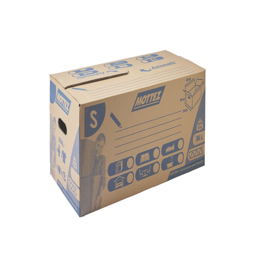 Boîte en carton Mottez 36l marron/bleu 1 pièce