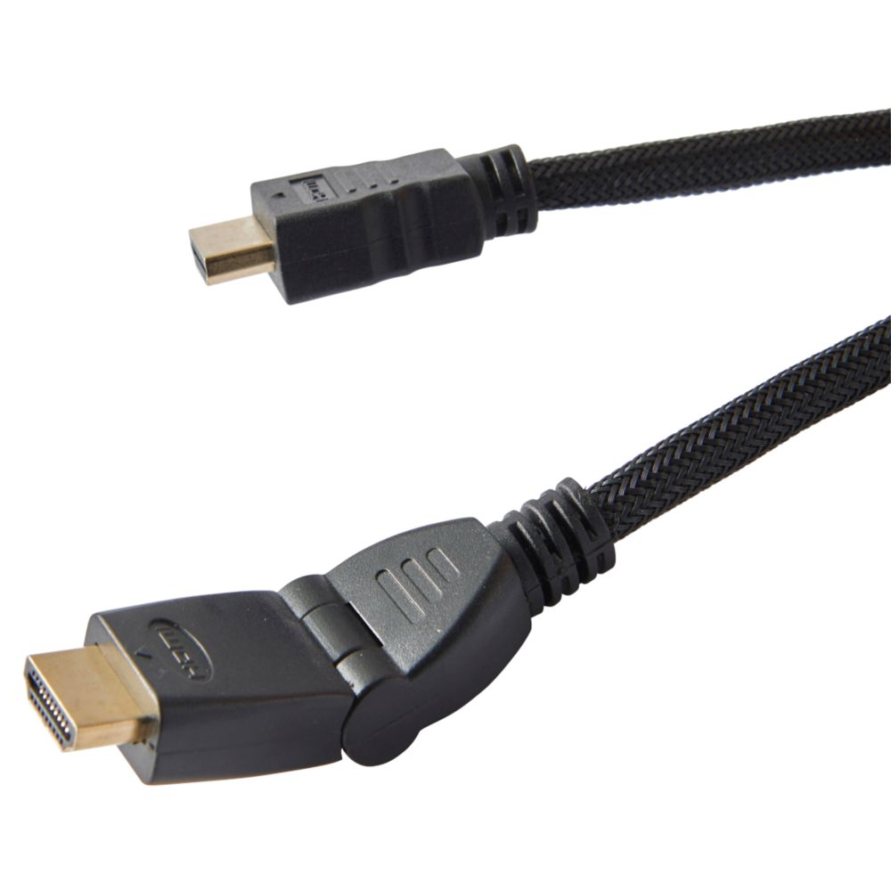 Câble HDMI mâle/mâle coudé, noir 3m