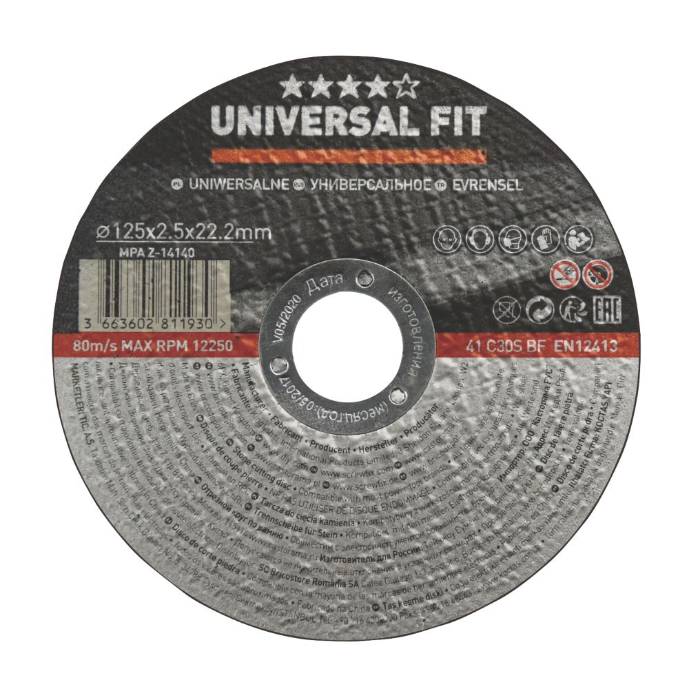 Disque à tronçonner pierre/béton 125 mm x 2,5 x 22,2 mm
