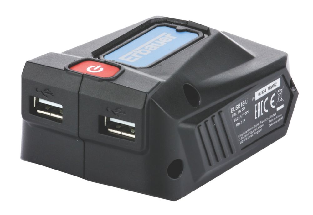 Adaptateur de charge USB pour batterie Erbauer EUSB18-Li