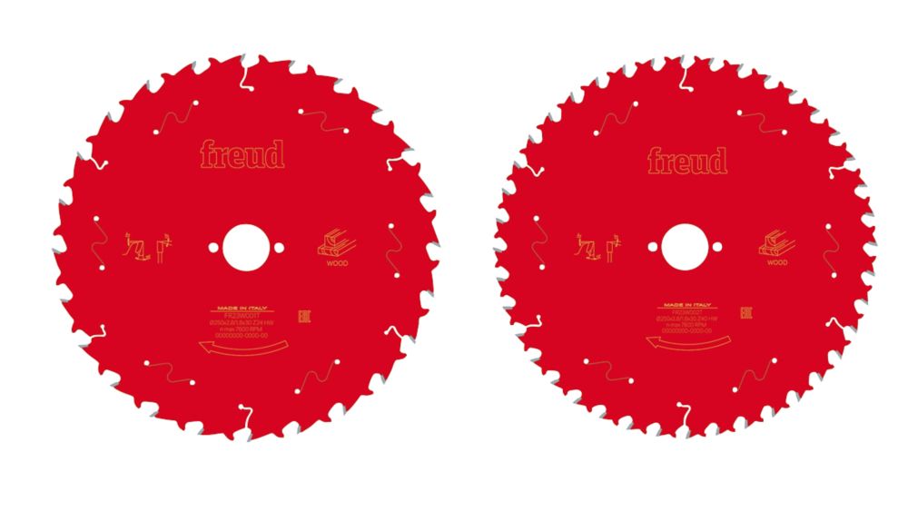 Lot de 2 lames de scie circulaire 250 x 30mm 24/40 dents Freud