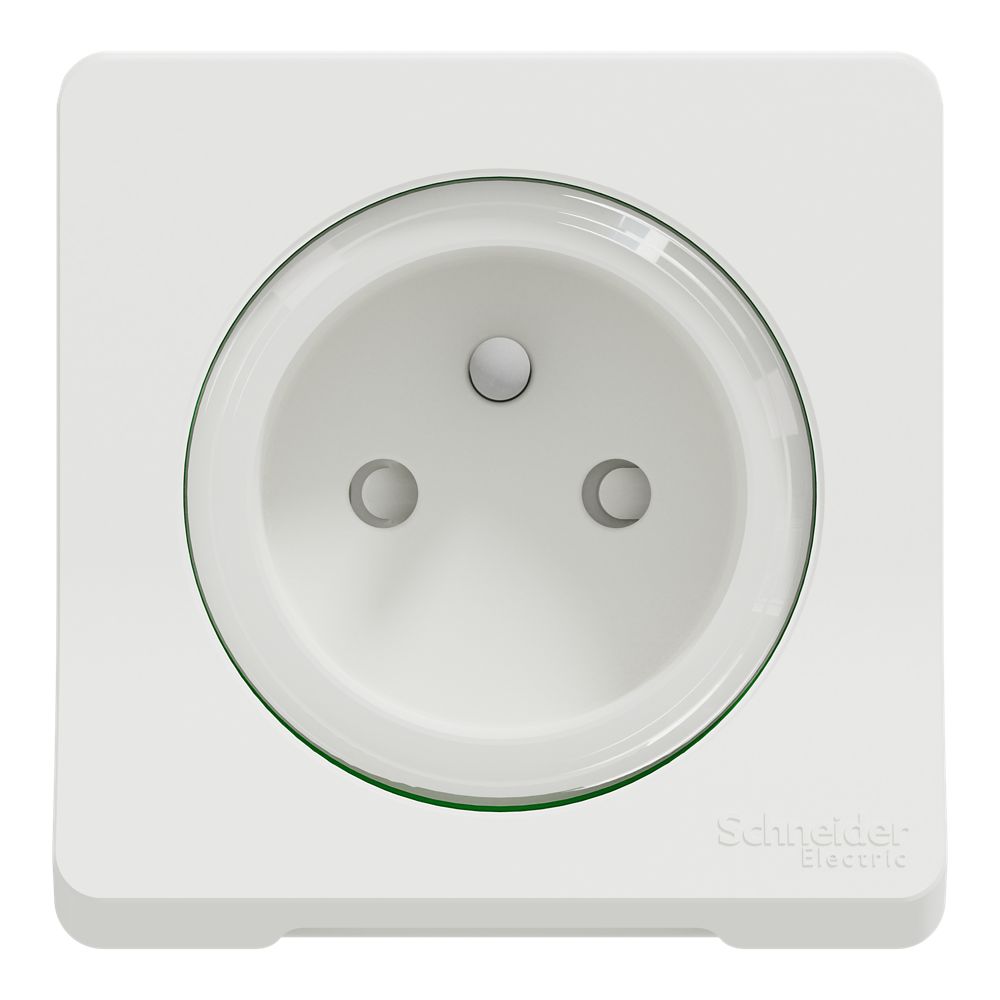 Prise terre étanche composable Mureva 1 poste blanc Schneider