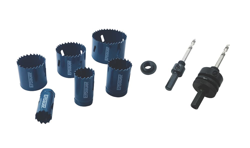 Coffret de 6 scies cloches multi-matériaux pour électricien Erbauer