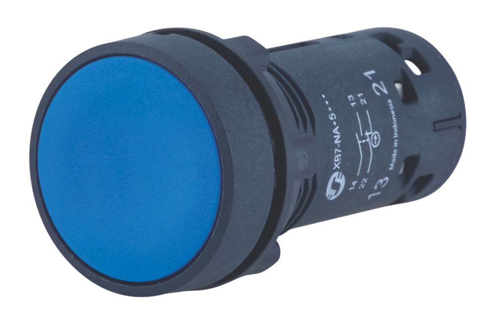 Bouton-poussoir encastré bleu à ressort de rappel XB7NA65 NO/NF Schneider