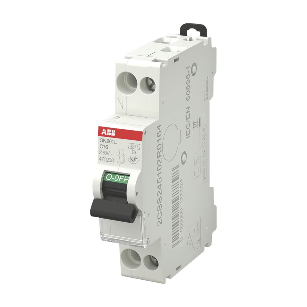 Disjoncteur 16A type C à vis 4,5kA 1P+N ABB