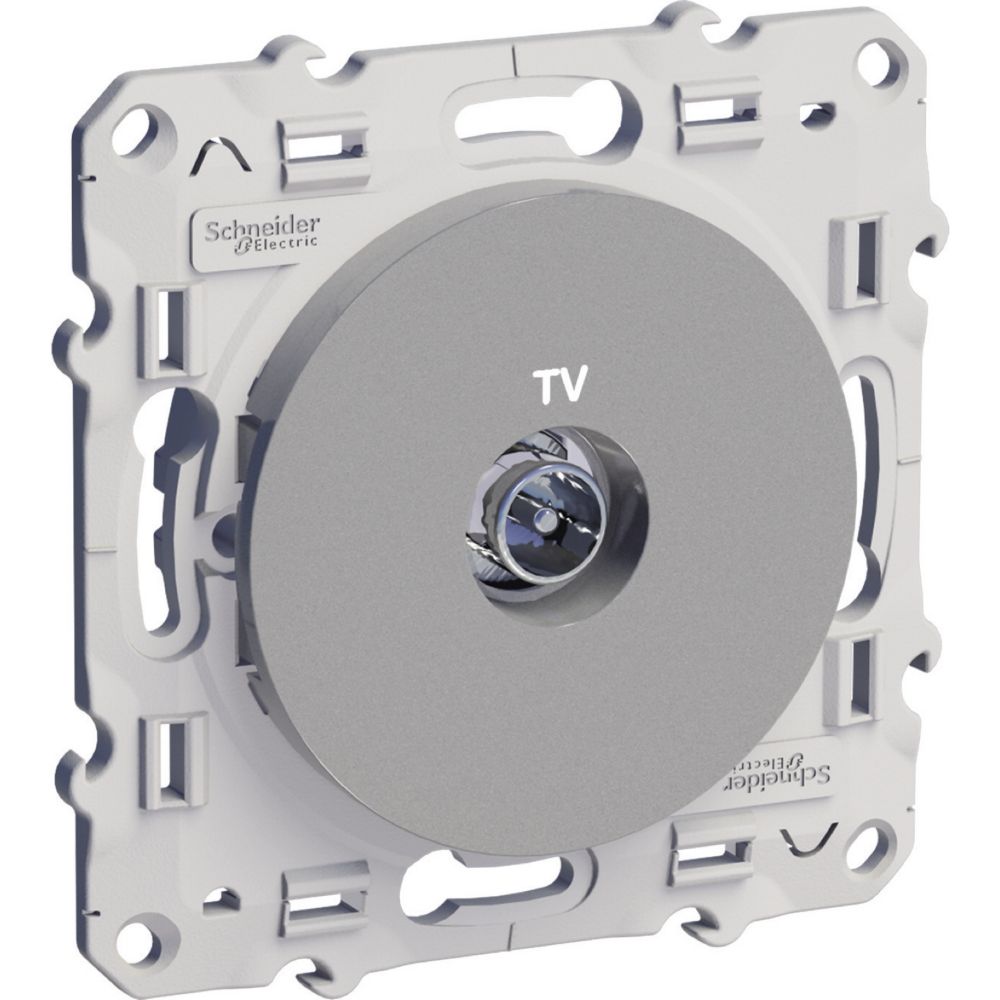 Prise TV 1 poste Odace Aluminium Schneider