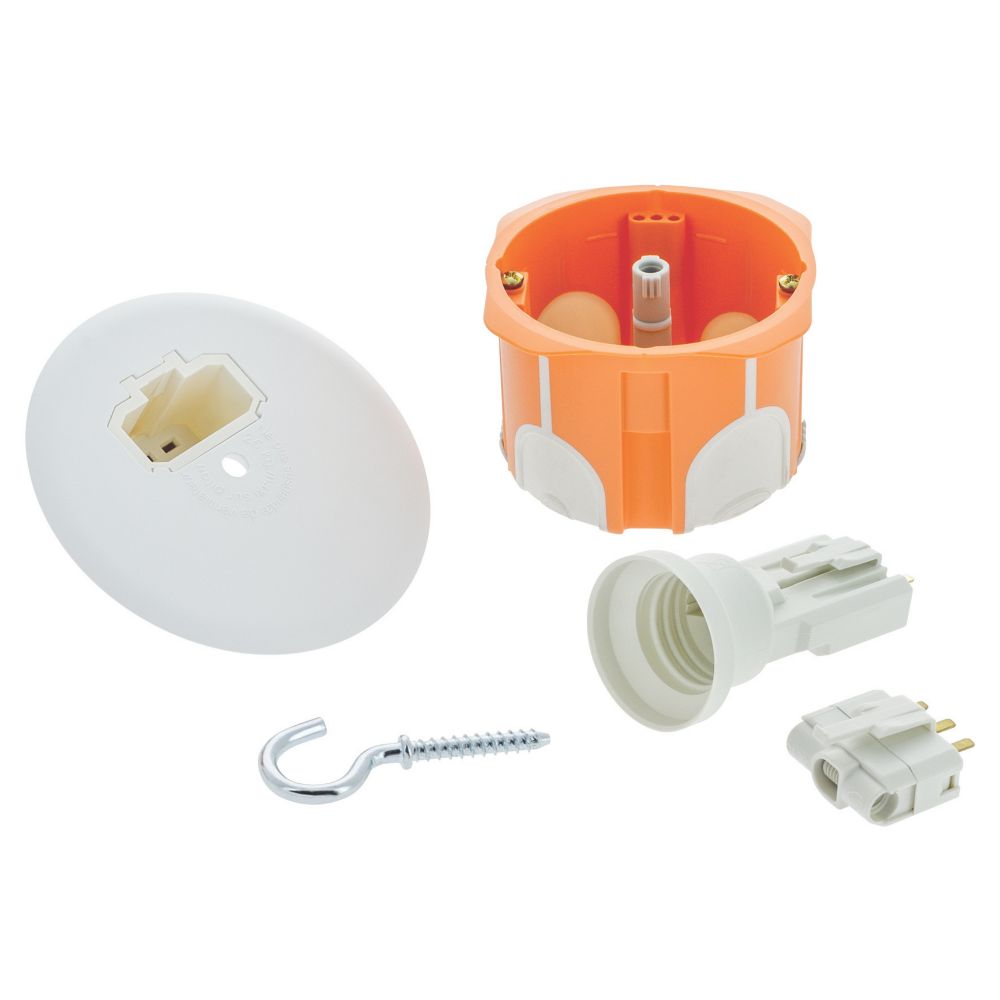 Boîte étanche multimatériaux de 86mm orange revêtement sec 1 module Capri, point central DCL, douille E27 et fiche 40mm