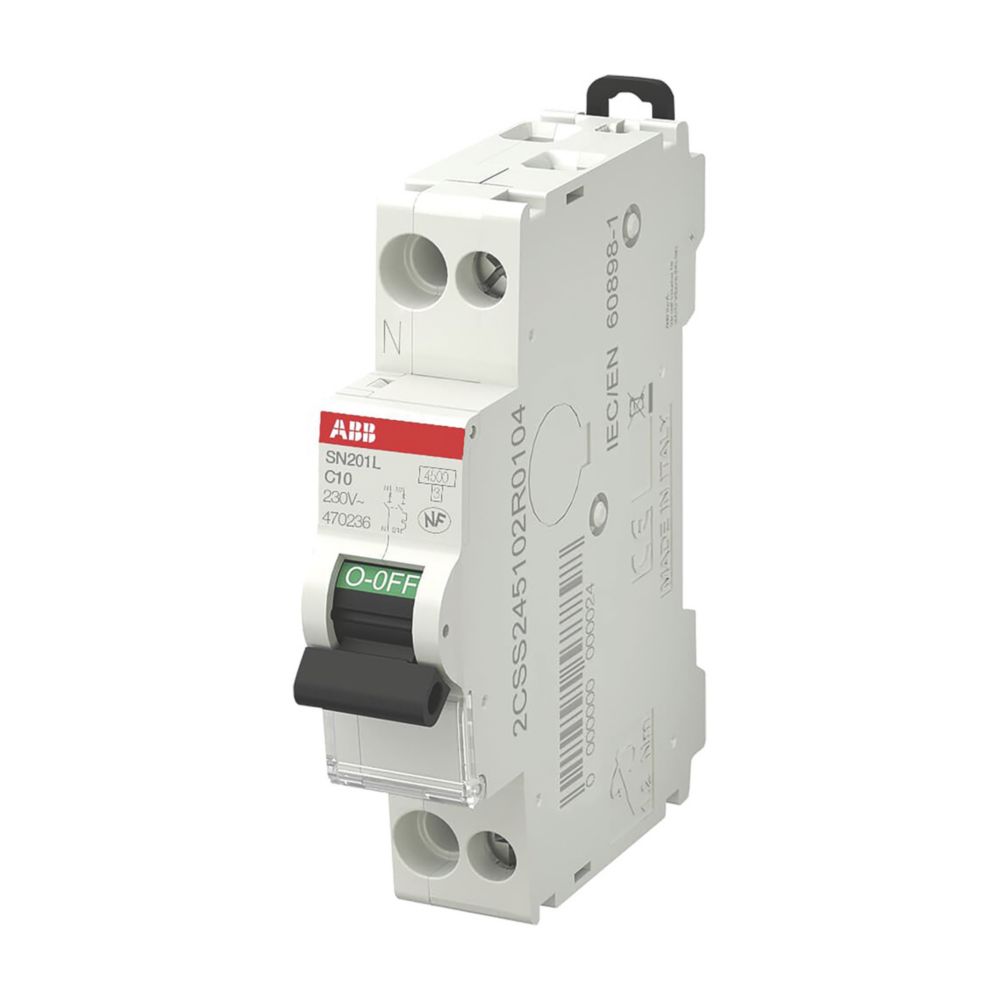Disjoncteur 10A type C A vis 4,5kA 1P+N ABB