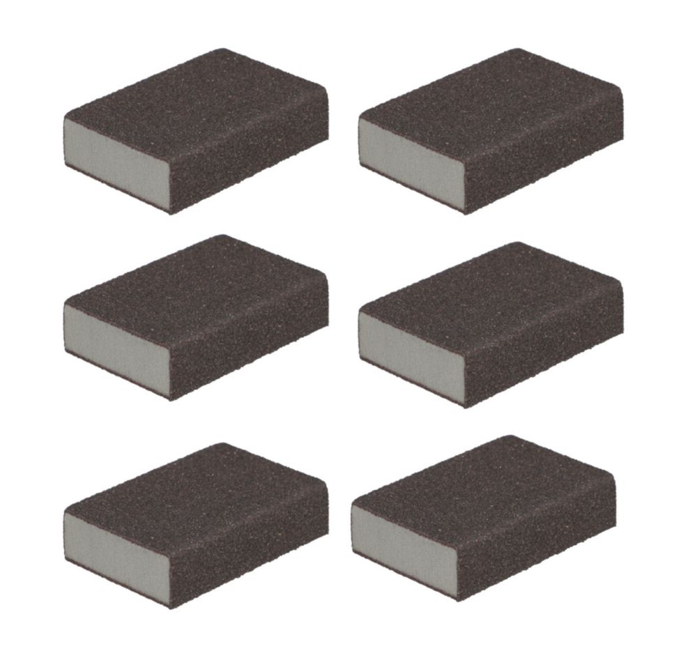 Lot de 6 éponges abrasives 68 x 100mm grain 40/80 Norton