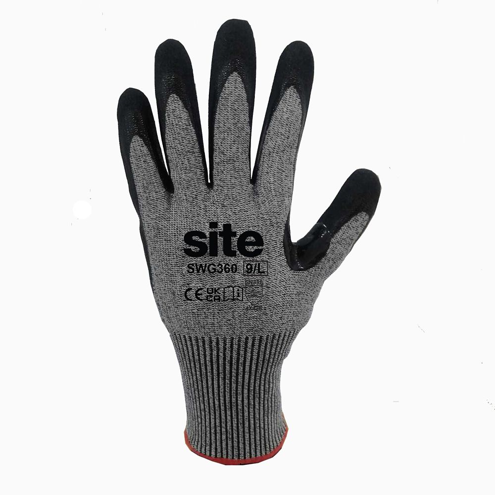 Gants de travail anti-coupure Site SWG360 noirs, taille L