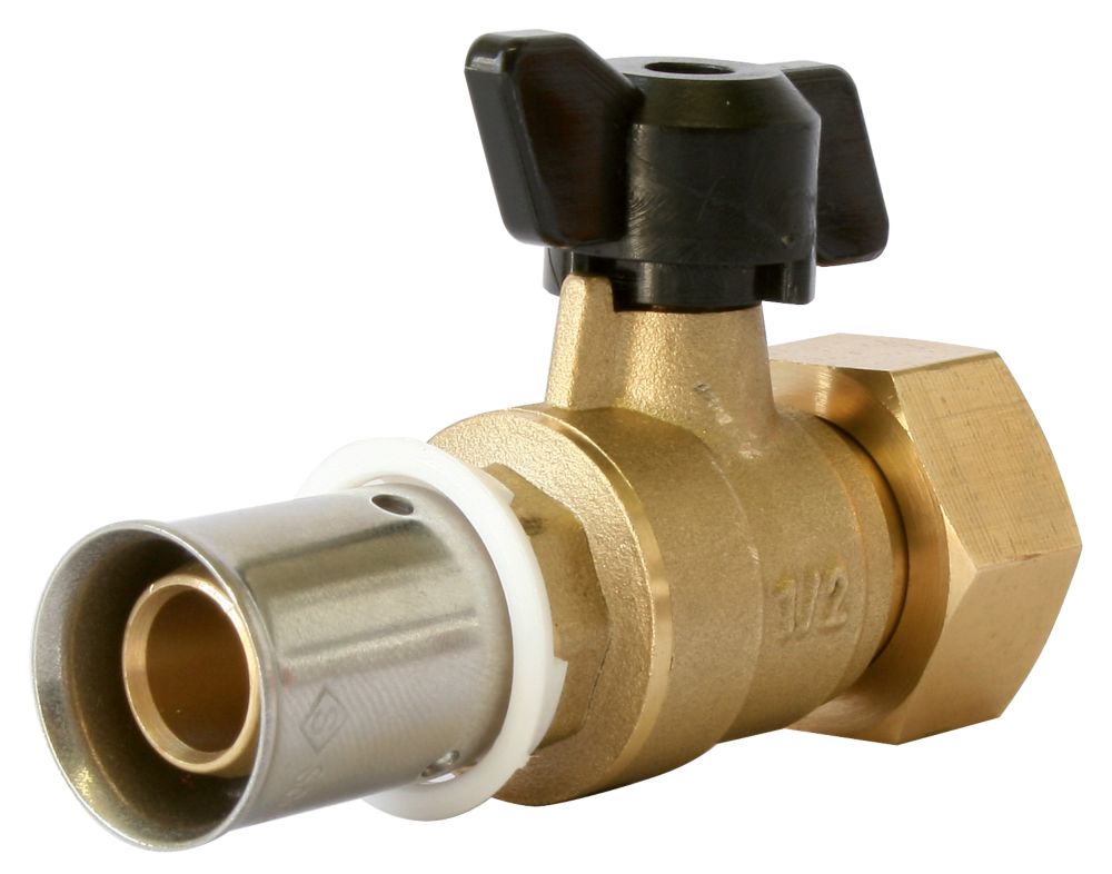 Mini-vanne pour collecteur avec raccord à sertir PER 16mm x 1/2" Fixoconnect
