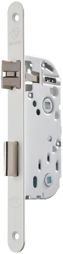 Serrure à encastrer NF VACHETTE condamnation WC, axe 40 mm , réversible, blanc