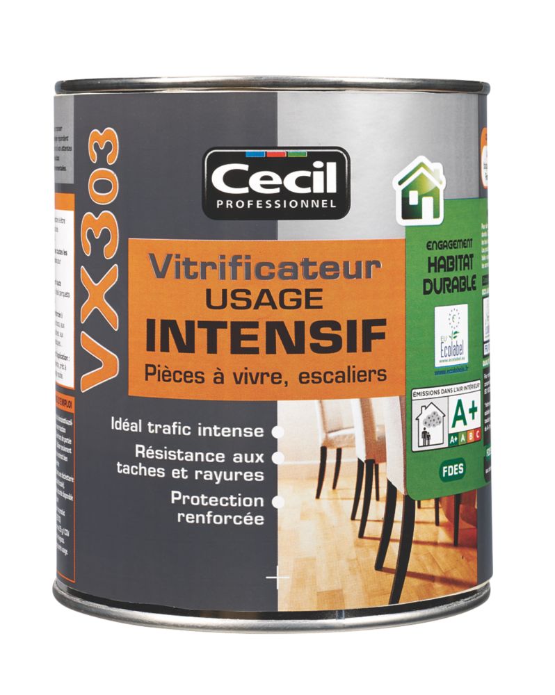 Vitrificateur usage intensif Cecil Professionnel VX303 incolore satiné 2,5L