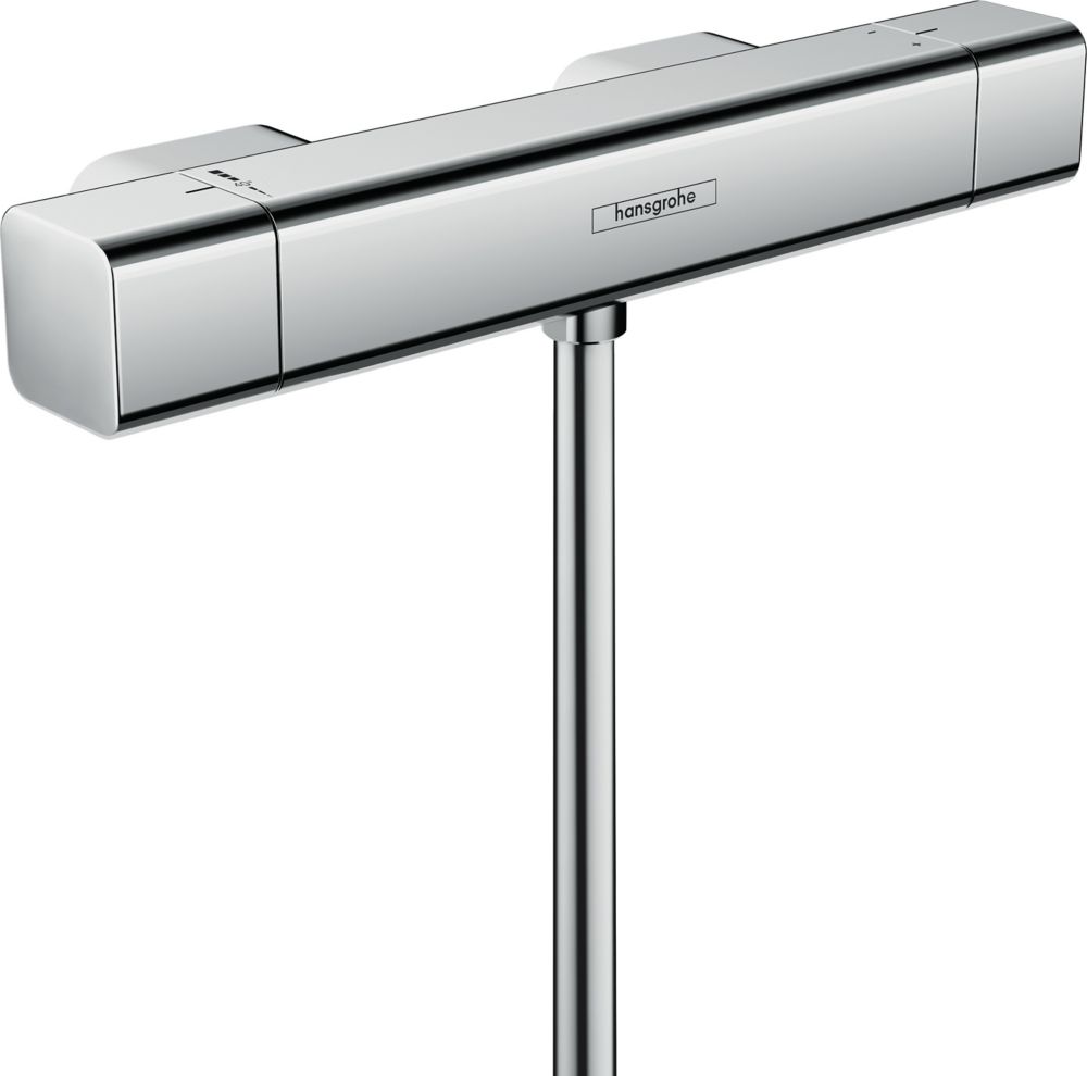 Vanne de douche à mitigeur thermostatique fixe Hansgrohe Ecostat E exposé chromé