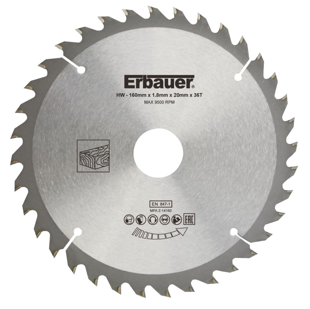 Lame de scie circulaire TCT 160 x 20mm 36 dents Erbauer