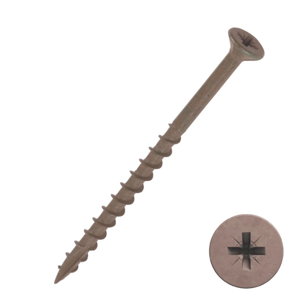 100 vis pour terrasse à tête fraisée en acier au carbone marron PZ Timbadeck 4,5 x 85mm