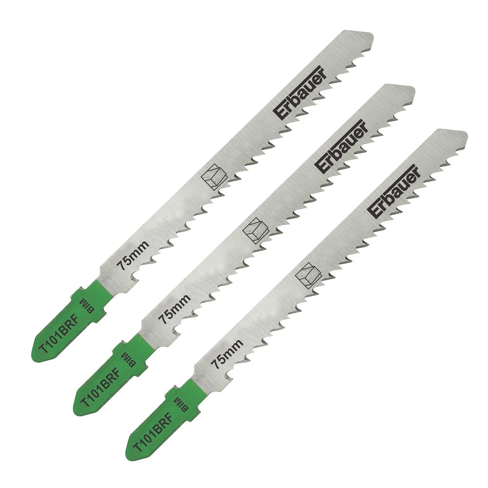 Lot de 3 lames pour scie sauteuse pour stratifiés 100mm Erbauer